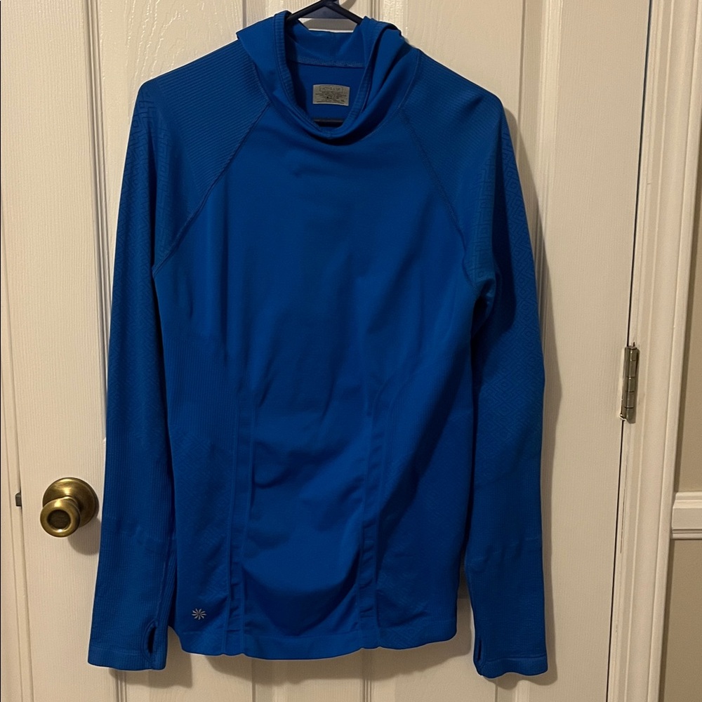 Athleta blue hooded long sleeve xl